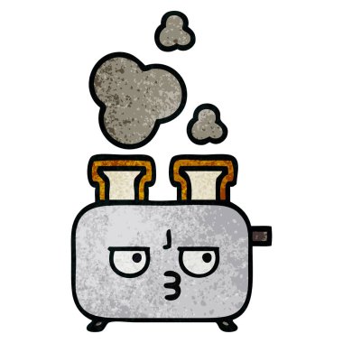 Retro grunge doku karikatür bir ekmek kızartma makinesi