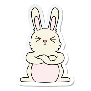 ilginç bir el etiket karikatür tavşan çizilmiş