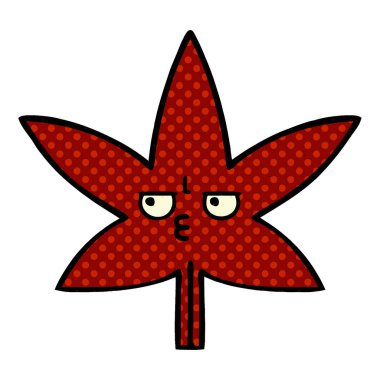 çizgi roman tarzı karikatür bir sonbahar yaprak