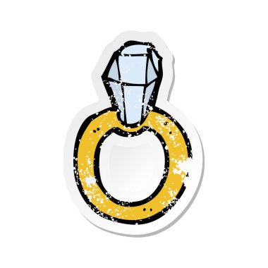 bir çizgi film elmas yüzük Retro sıkıntılı etiket