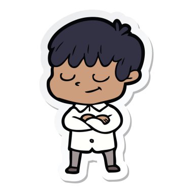 etiket bir karikatür mutlu çocuk