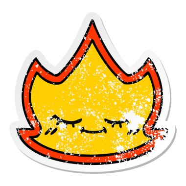 sevimli çizgi ateş alev sıkıntılı etiket