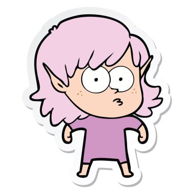 etiket bakarak bir karikatür elf kızı