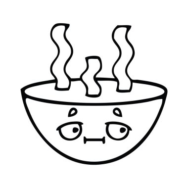 Çizim karikatür tas sıcak çorba