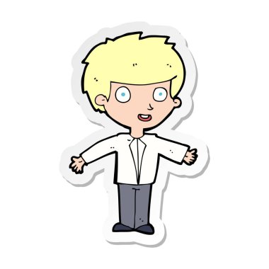 etiket bir karikatür mutlu çocuk