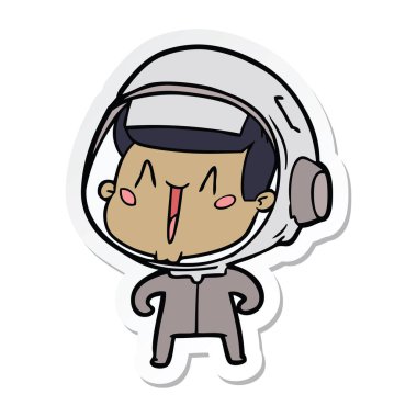 mutlu karikatür astronotun etiket