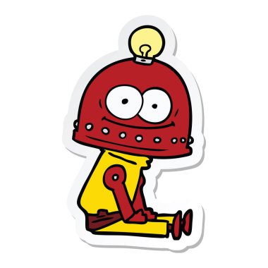 ampul ile mutlu karton robot Sticker