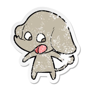 sevimli çizgi fil sıkıntılı etiket