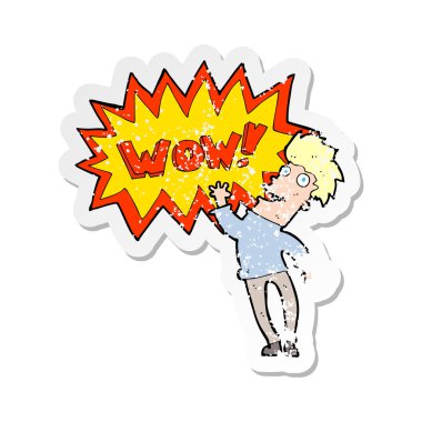 adam bir karikatür Retro sıkıntılı etiket hayran