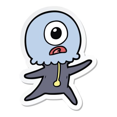 bir çizgi film Tepegöz uzaylı uzaylı etiket