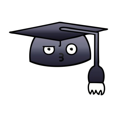 Mezuniyet şapka degrade gölgeli çizgi film