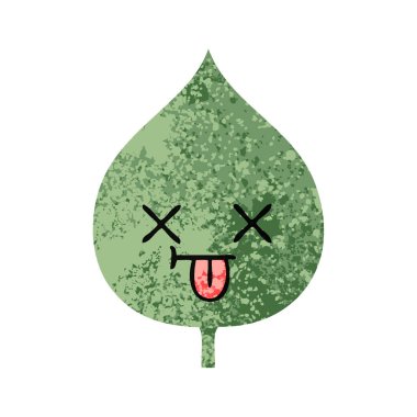 Retro illüstrasyon stil çizgi film ekspresiyon yaprak