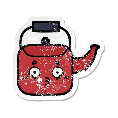 sevimli çizgi Kettle sıkıntılı etiket