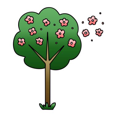 ilginç degrade gölgeli karikatür ağaç