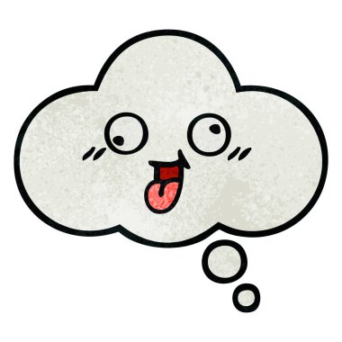 Retro grunge doku karikatür bir düşünce balonu