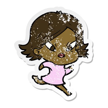 kadın bir karikatür sıkıntılı etiket vurguladı