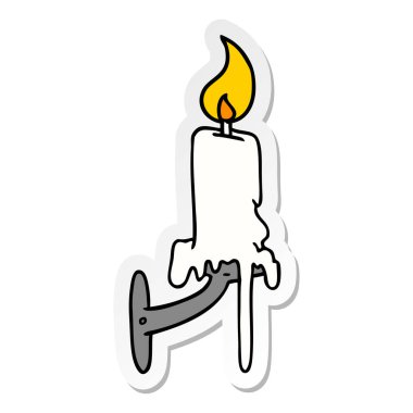 elle çizilmiş etiket karikatür doodle bir mum sopa