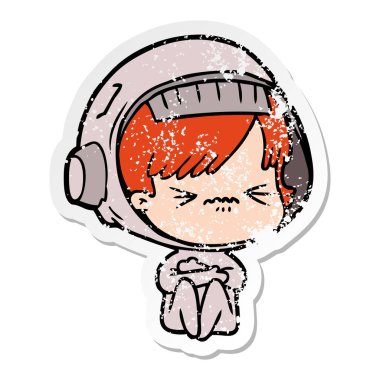 bir kızgın çizgi film alan kızın sıkıntılı etiket