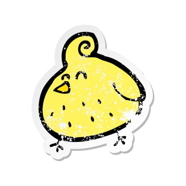 bir karikatür kuş Retro sıkıntılı etiket