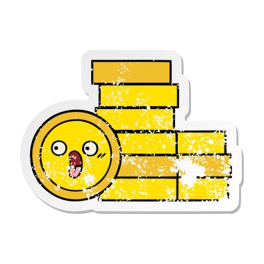 sevimli çizgi sıkıntılı etiket paralar