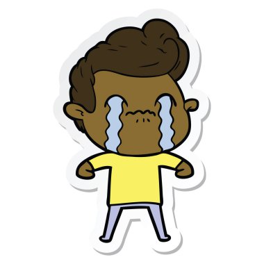 ağlayan bir çizgi film adamın etiket