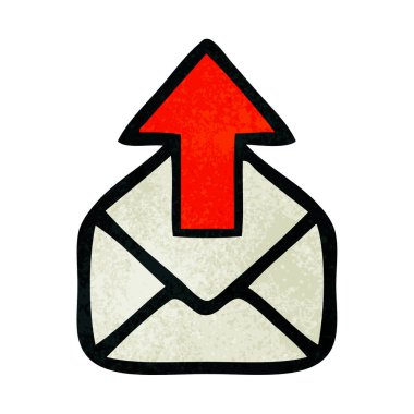 Retro grunge doku karikatür bir e-posta işareti