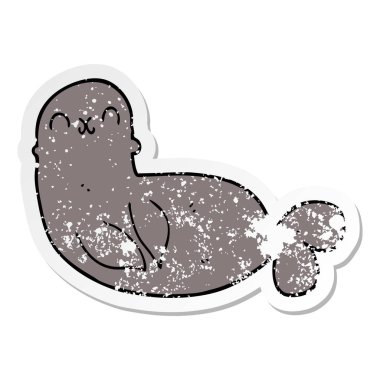 bir çizgi film mühür sıkıntılı etiket