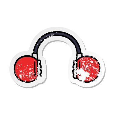 sevimli çizgi retro kulaklýðý sıkıntılı etiket