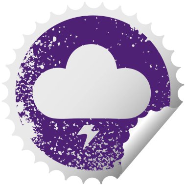 sıkıntılı dairesel peeling etiket sembolü bir gök gürültüsü bulut