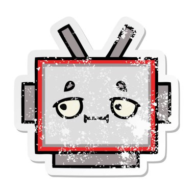 sevimli çizgi robot baş sıkıntılı etiket