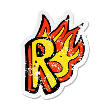 bir çizgi film yanan mektup Retro sıkıntılı etiket