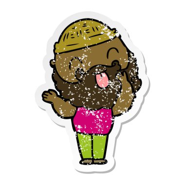 dilini sakallı bir adamın sıkıntılı etiket