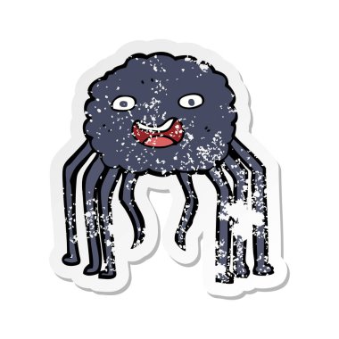 bir çizgi film örümcek Retro sıkıntılı etiket