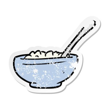 bir çizgi film kase pirinç sıkıntılı etiket