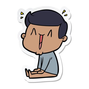 etiket karikatür mutlu bir adamın