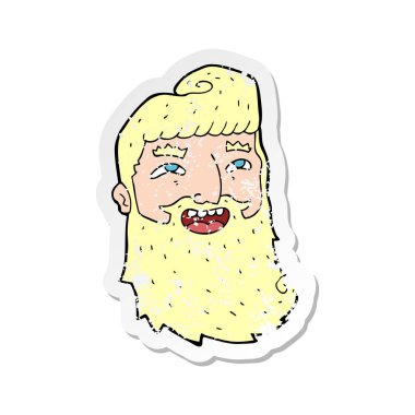 Sakal gülüyor ile bir çizgi film adamın Retro sıkıntılı etiket