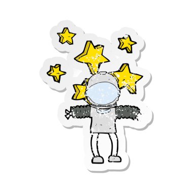 bir çizgi film alan adamın Retro sıkıntılı etiket