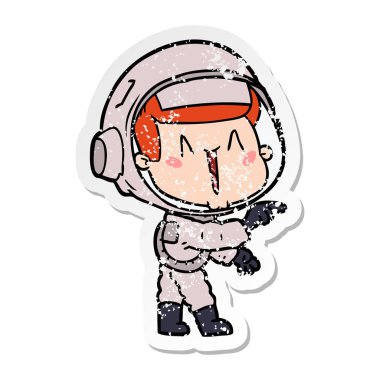 işaret mutlu karikatür astronotun sıkıntılı etiket