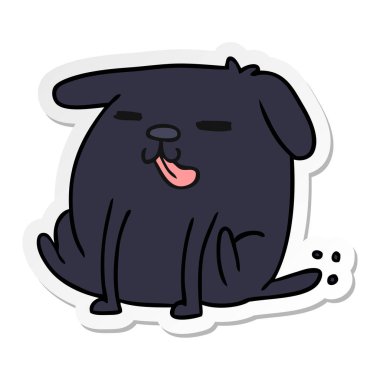 etiket çizgi film illüstrasyon kawaii şirin bir köpek