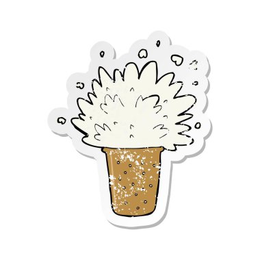 bir çizgi film köpüklü bira Retro sıkıntılı etiket