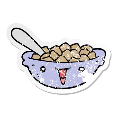 sevimli çizgi kase mısır gevreği sıkıntılı etiket