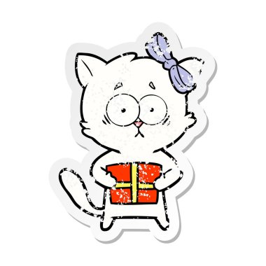 bir karikatür kedi sıkıntılı etiket