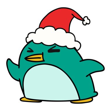 Noel karikatür kawaii Penguin el çekilmiş