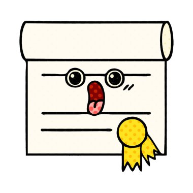 bir sertifikanın çizgi roman tarzı çizgi film