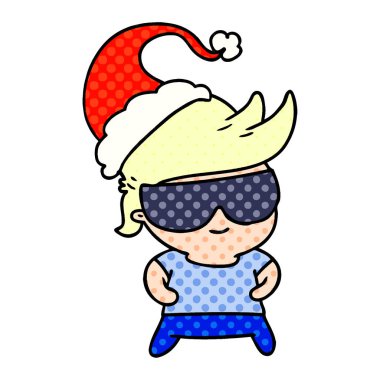 Noel karikatür kawaii çocuğun el çekilmiş