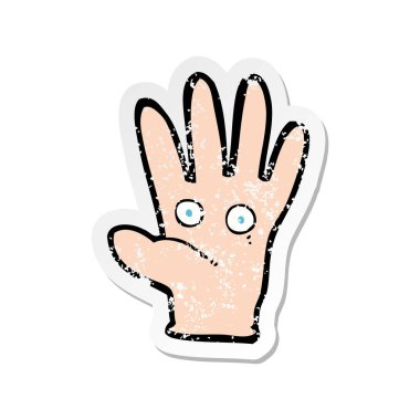 gözleri olan bir çizgi film el Retro sıkıntılı etiket