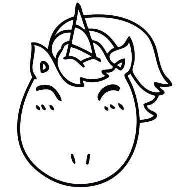 ilginç çizim karikatür tek boynuzlu at