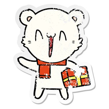 mutlu kutup ayısı karikatür sıkıntılı etiket