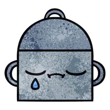 Retro grunge doku karikatür bir pişirme tencere