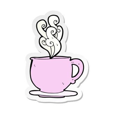 çizgi film çay fincanı şeker küpleriyle etiket